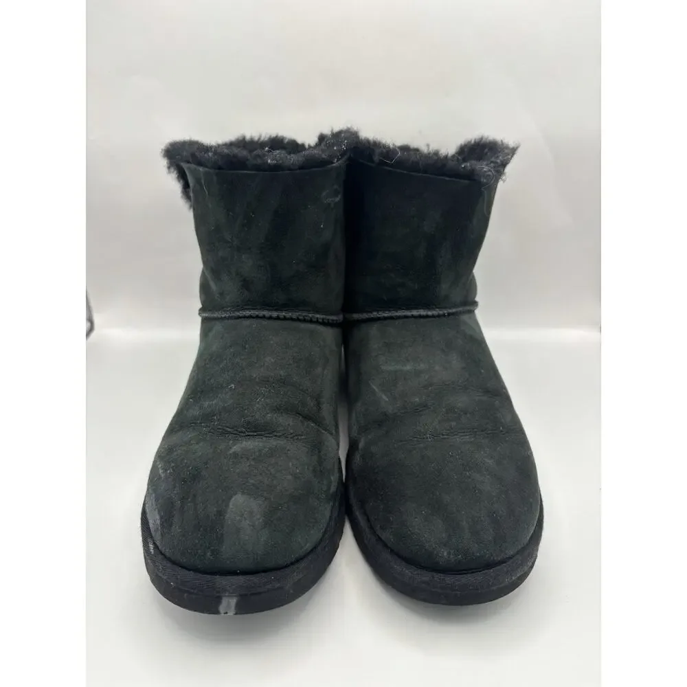 Ugg Mini Bailey Bow II Black Boots Women Size 9
